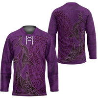 Hawaiian Whales Polynesian Art Motifs Hockey Jersey Purple Color LT03 - Polynesian Pride