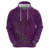 Hawaiian Whales Polynesian Art Motifs Hoodie Purple Color - Polynesian Pride