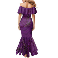 Hawaiian Whales Polynesian Art Motifs Mermaid Dress Purple Color - Polynesian Pride