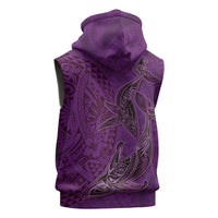 Hawaiian Whales Polynesian Art Motifs Sleeveless Hoodie Purple Color - Polynesian Pride