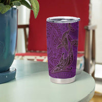 Hawaiian Whales Polynesian Art Motifs Tumbler Cup Purple Color - Polynesian Pride