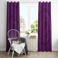 Hawaiian Whales Polynesian Art Motifs Window Curtain Purple Color - Polynesian Pride