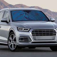 Hawaiian Whales Polynesian Art Motifs Auto Sun Shade Blue Color - Polynesian Pride