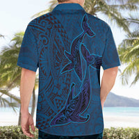 Hawaiian Whales Polynesian Art Motifs Hawaiian Shirt Blue Color - Polynesian Pride