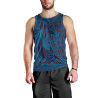 Hawaiian Whales Polynesian Art Motifs Men Tank Top Blue Color - Polynesian Pride