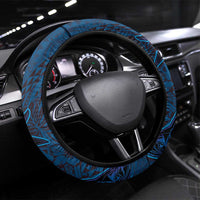 Hawaiian Whales Polynesian Art Motifs Steering Wheel Cover Blue Color - Polynesian Pride