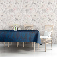 Hawaiian Whales Polynesian Art Motifs Tablecloth Blue Color - Polynesian Pride