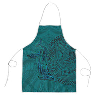 Hawaiian Whales Polynesian Art Motifs Apron Turquoise Color - Polynesian Pride