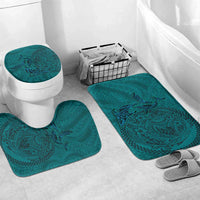 Hawaiian Whales Polynesian Art Motifs Bathroom Set Turquoise Color - Polynesian Pride
