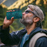 Hawaiian Whales Polynesian Art Motifs 4 in 1 Can Cooler Tumbler Turquoise Color - Polynesian Pride