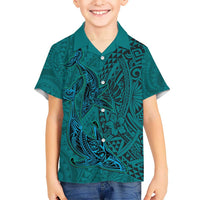 Hawaiian Whales Polynesian Art Motifs Hawaiian Shirt Turquoise Color - Polynesian Pride