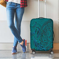 Hawaiian Whales Polynesian Art Motifs Luggage Cover Turquoise Color - Polynesian Pride
