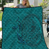 Hawaiian Whales Polynesian Art Motifs Quilt Turquoise Color - Polynesian Pride