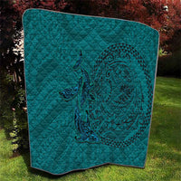 Hawaiian Whales Polynesian Art Motifs Quilt Turquoise Color - Polynesian Pride