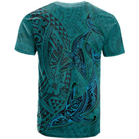 Hawaiian Whales Polynesian Art Motifs T Shirt Turquoise Color - Polynesian Pride