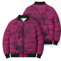 Hawaiian Whales Polynesian Art Motifs Bomber Puffer Jacket Pink Color - Polynesian Pride