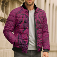 Hawaiian Whales Polynesian Art Motifs Bomber Puffer Jacket Pink Color - Polynesian Pride