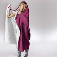 Hawaiian Whales Polynesian Art Motifs Hooded Blanket Pink Color - Polynesian Pride