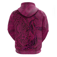 Hawaiian Whales Polynesian Art Motifs Hoodie Pink Color - Polynesian Pride