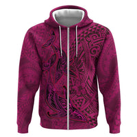 Hawaiian Whales Polynesian Art Motifs Hoodie Pink Color - Polynesian Pride