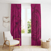 Hawaiian Whales Polynesian Art Motifs Window Curtain Pink Color - Polynesian Pride