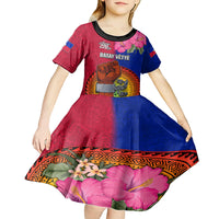 Haiti Battle of Vertieres Kid Short Sleeve Dress The Haitian Revolution 220th Anniversary Polynesian Style LT03 - Polynesian Pride