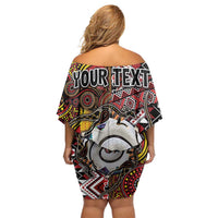 Personalised Aotearoa and Australia Together Family Matching Off Shoulder Short Dress and Hawaiian Shirt Koru and Kangaroo - Taniko with Aboriginal Motif LT03 - Polynesian Pride