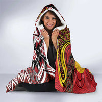 Personalised Aotearoa and Australia Together Hooded Blanket Koru and Kangaroo - Taniko with Aboriginal Motif