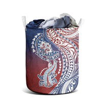 Hawaiian Manta Ray and Hammerhead Shark Tribal Tattoo Laundry Basket with Polynesian Tribal Pattern Hawaii Flag Color LT03 - Polynesian Pride