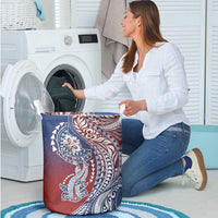 Hawaiian Manta Ray and Hammerhead Shark Tribal Tattoo Laundry Basket with Polynesian Tribal Pattern Hawaii Flag Color LT03 - Polynesian Pride