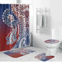 Hawaiian Manta Ray and Hammerhead Shark Tribal Tattoo Bathroom Set with Polynesian Tribal Pattern Hawaii Flag Color LT03 Bathroom Set (4 pcs) Multicolor - Polynesian Pride