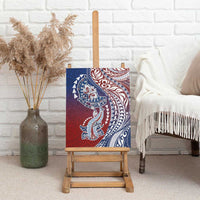 Hawaiian Manta Ray and Hammerhead Shark Tribal Tattoo Canvas Wall Art with Polynesian Tribal Pattern Hawaii Flag Color LT03 - Polynesian Pride