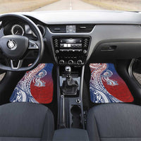 Hawaiian Manta Ray and Hammerhead Shark Tribal Tattoo Car Mats with Polynesian Tribal Pattern Hawaii Flag Color LT03 Set 2pcs - Front Multicolor - Polynesian Pride