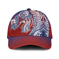 Hawaiian Manta Ray and Hammerhead Shark Tribal Tattoo Classic Cap with Polynesian Tribal Pattern Hawaii Flag Color