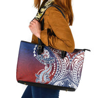 Hawaiian Manta Ray and Hammerhead Shark Tribal Tattoo Leather Tote Bag with Polynesian Tribal Pattern Hawaii Flag Color LT03 Multicolor - Polynesian Pride