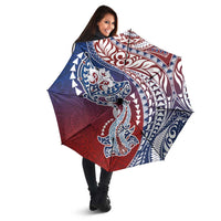 Hawaiian Manta Ray and Hammerhead Shark Tribal Tattoo Umbrella with Polynesian Tribal Pattern Hawaii Flag Color
