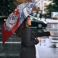 Hawaiian Manta Ray and Hammerhead Shark Tribal Tattoo Umbrella with Polynesian Tribal Pattern Hawaii Flag Color