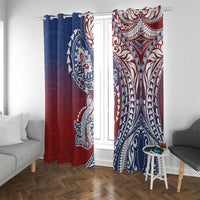Hawaiian Manta Ray and Hammerhead Shark Tribal Tattoo Window Curtain with Polynesian Tribal Pattern Hawaii Flag Color LT03 With Grommets Multicolor - Polynesian Pride