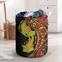 Hawaiian Manta Ray and Hammerhead Shark Tribal Tattoo Laundry Basket with Polynesian Tribal Pattern Kanaka Maoli Flag Color LT03 Multicolor - Polynesian Pride