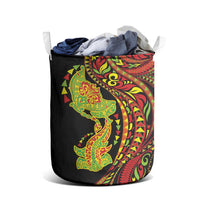 Hawaiian Manta Ray and Hammerhead Shark Tribal Tattoo Laundry Basket with Polynesian Tribal Pattern Kanaka Maoli Flag Color LT03 - Polynesian Pride