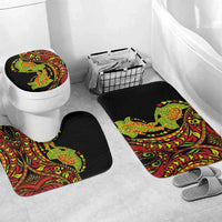 Hawaiian Manta Ray and Hammerhead Shark Tribal Tattoo Bathroom Set with Polynesian Tribal Pattern Kanaka Maoli Flag Color LT03 Mat Set Only (3 pcs) One Size Multicolor - Polynesian Pride