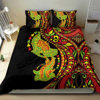 Hawaiian Manta Ray and Hammerhead Shark Tribal Tattoo Bedding Set with Polynesian Tribal Pattern Kanaka Maoli Flag Color LT03 - Polynesian Pride