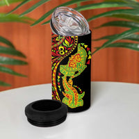 Hawaiian Manta Ray and Hammerhead Shark Tribal Tattoo 4 in 1 Can Cooler Tumbler with Polynesian Tribal Pattern Kanaka Maoli Flag Color LT03 - Polynesian Pride