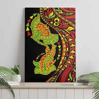 Hawaiian Manta Ray and Hammerhead Shark Tribal Tattoo Canvas Wall Art with Polynesian Tribal Pattern Kanaka Maoli Flag Color LT03 - Polynesian Pride