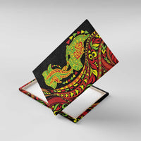 Hawaiian Manta Ray and Hammerhead Shark Tribal Tattoo Canvas Wall Art with Polynesian Tribal Pattern Kanaka Maoli Flag Color LT03 With Frame Multicolor - Polynesian Pride