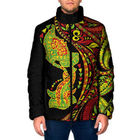 Hawaiian Manta Ray and Hammerhead Shark Tribal Tattoo Padded Jacket with Polynesian Tribal Pattern Kanaka Maoli Flag Color LT03 Men Multicolor - Polynesian Pride