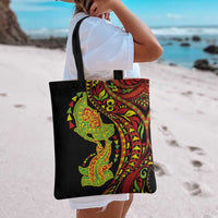 Hawaiian Manta Ray and Hammerhead Shark Tribal Tattoo Tote Bag with Polynesian Tribal Pattern Kanaka Maoli Flag Color