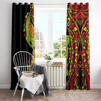 Hawaiian Manta Ray and Hammerhead Shark Tribal Tattoo Window Curtain with Polynesian Tribal Pattern Kanaka Maoli Flag Color LT03 - Polynesian Pride