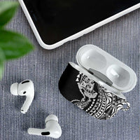 Hawaiian Manta Ray and Hammerhead Shark Tribal Tattoo AirPods Case with Polynesian Tribal Pattern Black-White Color LT03 - Polynesian Pride