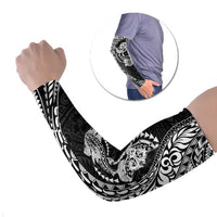 Hawaiian Manta Ray and Hammerhead Shark Tribal Tattoo Arm Sleeves with Polynesian Tribal Pattern Black-White Color LT03 Set of 2 Multicolor - Polynesian Pride